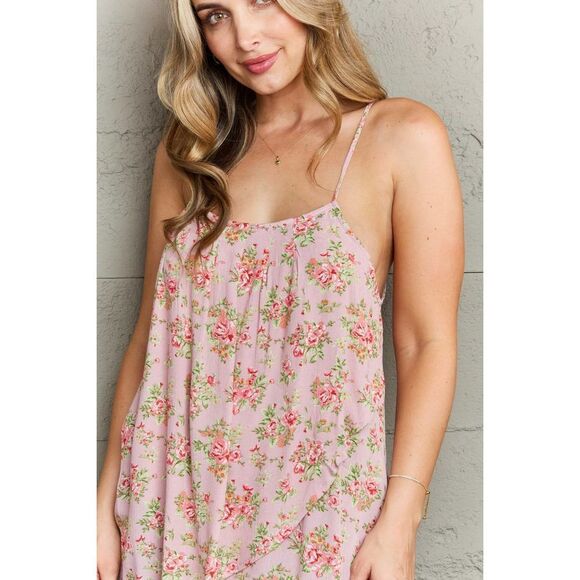 Ninexis Hang Loose Tulip Hem Cami Top In Mauve Floral - Picture 4 of 4